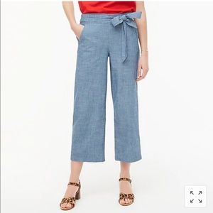 J. Crew Wide-leg cropped chambray pants